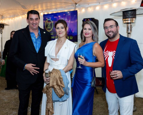 Vibrant circus staging event with elegantly dressed attendees enjoying the show.